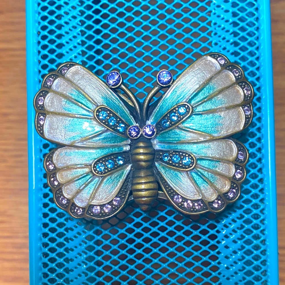 SALE! 🦋 Exquisite Blue Butterfly Hinged Metal Trinket Box 🦋